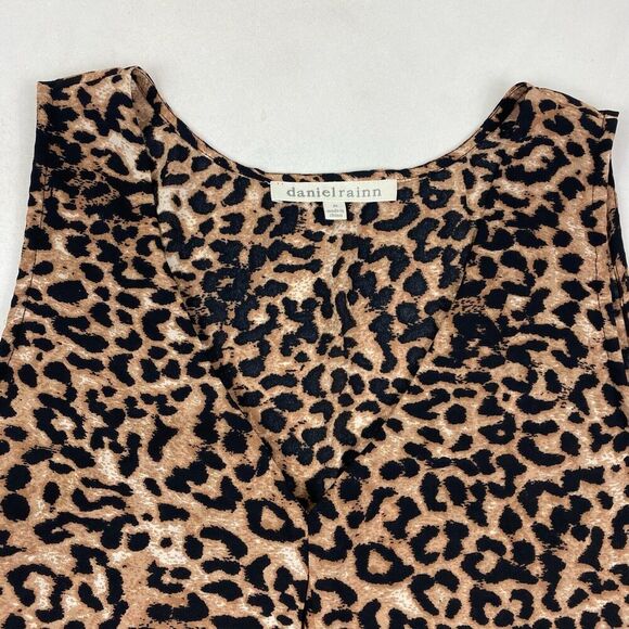 Daniel Rainn Brown Animal Print Sleeveless Blouse Chiffon V-Neck Tank Size M - Picture 4 of 8